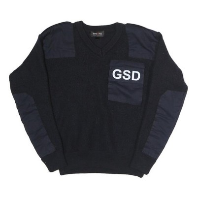 ERBEKO Herren Pullover Strick Jumper Rundhalsausschnitt Schwarz L Baumwolle