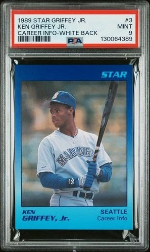 1989 STAR GRIFFEY JR. #3 KEN GRIFFEY JR. CAREER INFO-WHITE BACK  Rookie PSA 9