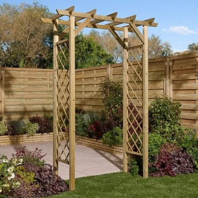Rowlinson Cherington Garden Rose Arch with Diamond Lattice Pressure Treated