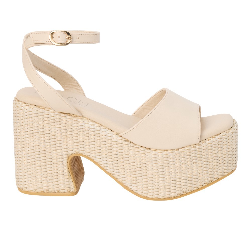 BEACH by Matisse Arden Platform Block Heels Ankle Strap  Womens Off White Casual