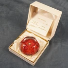 Cristalleries de Saint Louis Bloomed Red Dahlia Glass Paperweight with Box & COA