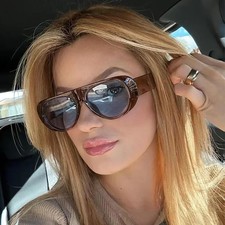 Pilot Oversized Sunglasses UV400 Gradient Lens Thick Frame Women Glasses