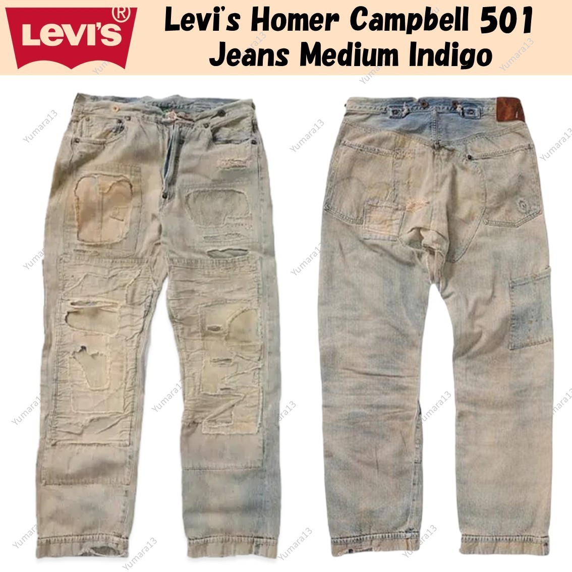 Levi's Homer Campbell 501 Jeans Medium Indigo | eBay