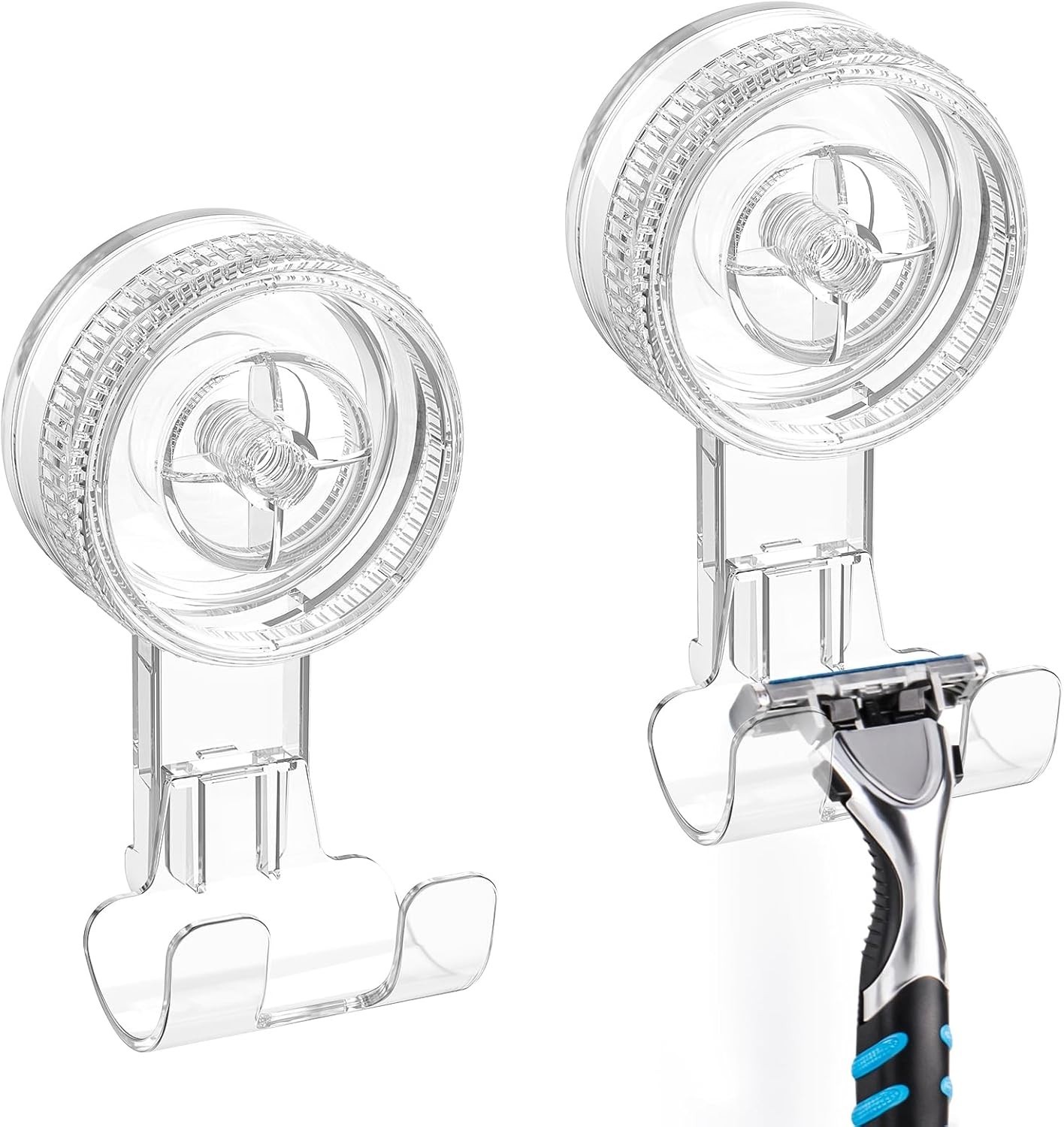 Removable Suction Hooks - 2 Pack Razor Hooks, 11 lbs Capacity, Stylish & Strong