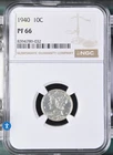 1940 Mercury Dime PF66 NGC Brown Label