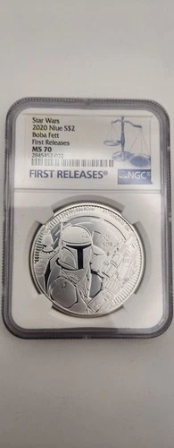 2020 $2 Niue Star Wars 1 oz Silver Boba Fett NGC MS 70 BU Uncirculated Unc