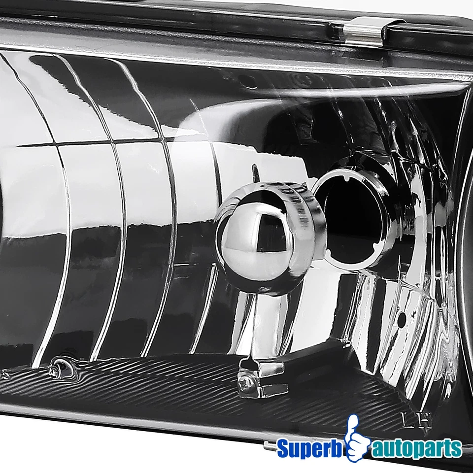 Fits 1994-1996 Chevy 94-96 Impala Black Headlights Head Lamp w/ Corner Lights Foto 4 de 4