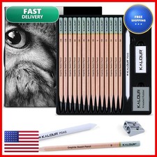 KALOUR 18-Piece Sketch Pencil Set 5H to 14B with Erasers Sharpener