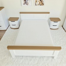 Double Bed with Handmade Mattress 1:12 Scale Dolls House Miniature