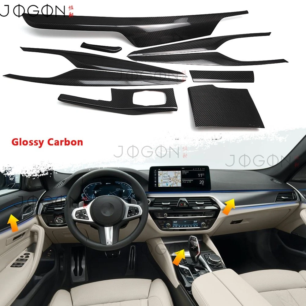 F90 Real Carbon For BMW 5 Series G30 M5 2018+ Interior Trim Dash Door Panel Trim - Picture 1 of 12