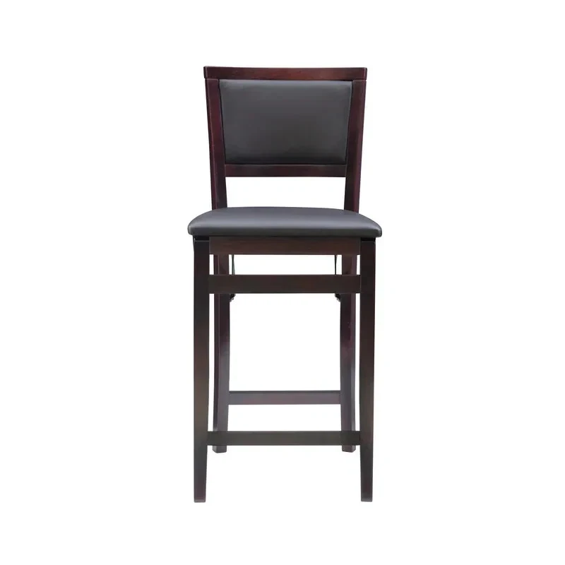 Folding Bar Stool Faux Leather Upholstered Kitchen Counter 24" Height 250 Lb Cap - Image 3 of 4