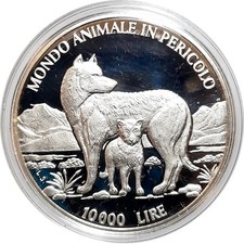 [NC] SAN MARINO - 10000 LIRE 1996 - MONDO ANIMALE  - ARGENTO PROOF CAPSULA