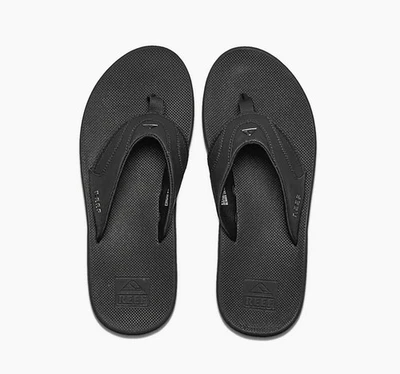Reef Tongs Fanning Pour Homme Tout Noir Neuf - Photo 1/4