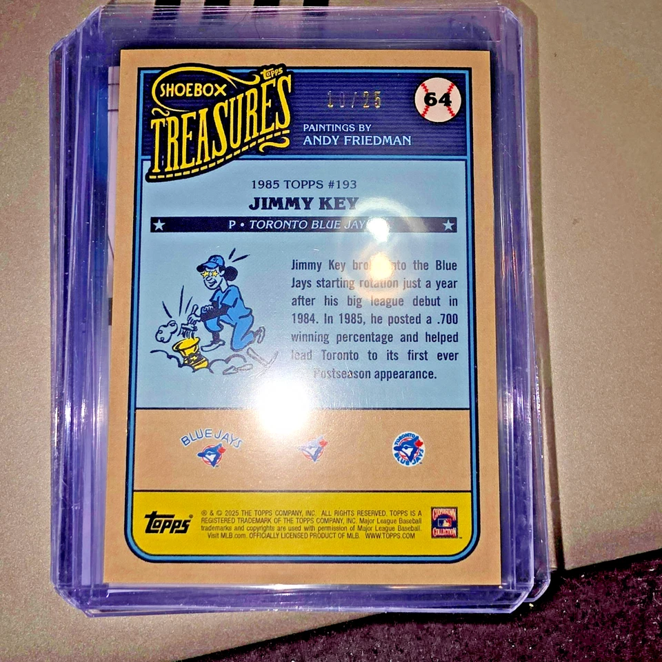 SHOEBOX TREASURES FOIL 2025 "1985 TOPPS #193" #64 JIMMY KEY 10/25- TORONTO Foto 2 de 3