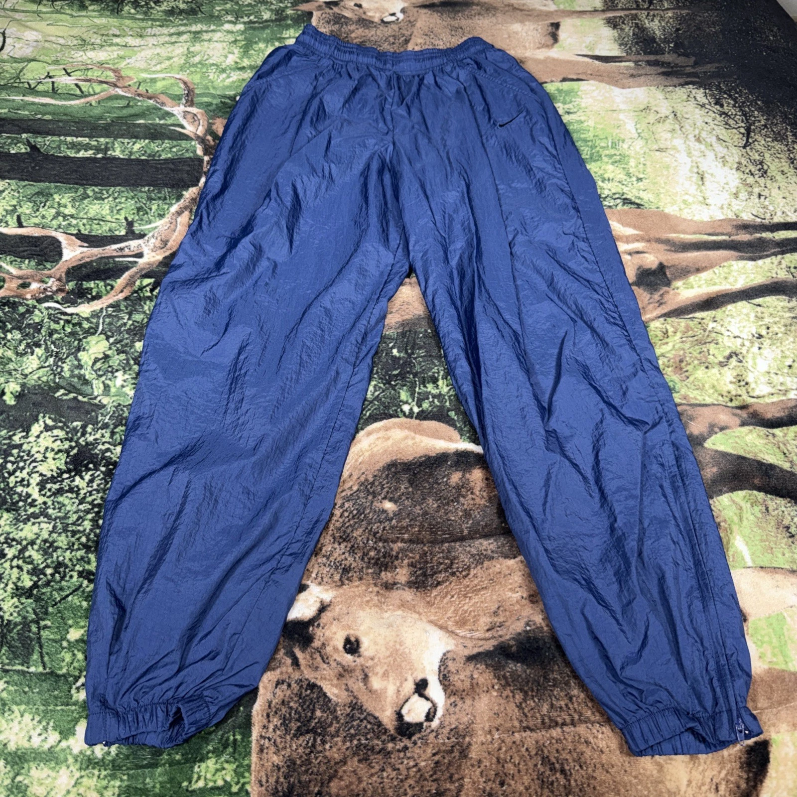 Vintage Nike Windbreaker Track Pants Men's Medium Blue Y2K Silver Tag