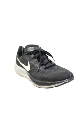Nike Mens Lace Up Knit Zoom Pegasus 37 Running Sneakers Black White Size 10
