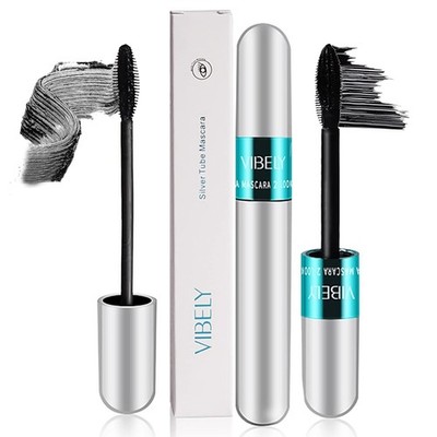 Vibely 5X Longer Waterproof 4D Silk Fiber Lash Mascara Black 2-in-1 Washable