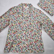 Vintage Talbots Petites Floral Pant Suit Blazer 2pc Set Cotton Cottagecore Sz P