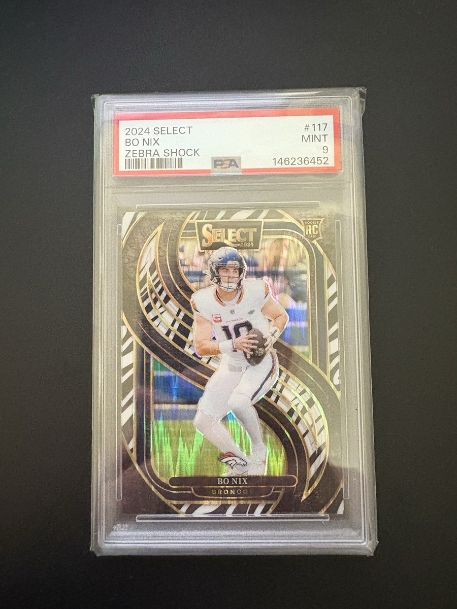 2024 Panini Select - Premier Level Bo Nix #117 Zebra Shock Prizm