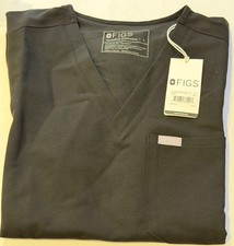 FIGS Catarina One Pocket Black Woman's Scrub Top Size Small V-Neck NWT