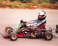 Vintage Photograph Racing a kart powered by a vintage Rotax engine