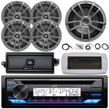 JVC 1-DIN Marine CD Stereo, 4x 6.5" Speakers, 10" 600W Max Subwoofer, Amplifier
