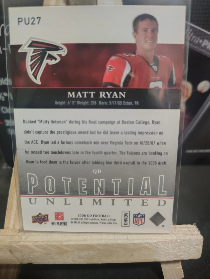 2008 Upper Deck - Potential Unlimited Matt Ryan #PU27 (RC) - Image 2 of 2