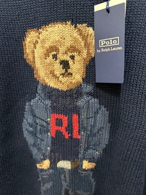 NWT Polo Ralph Lauren Blue RL MONOGRAM TURTLENECK BEAR Cotton