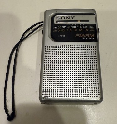 Sony ICF-S10MK2  AM/FM PortablePocket Radio,SpeakerSilver Tsted(See Description)