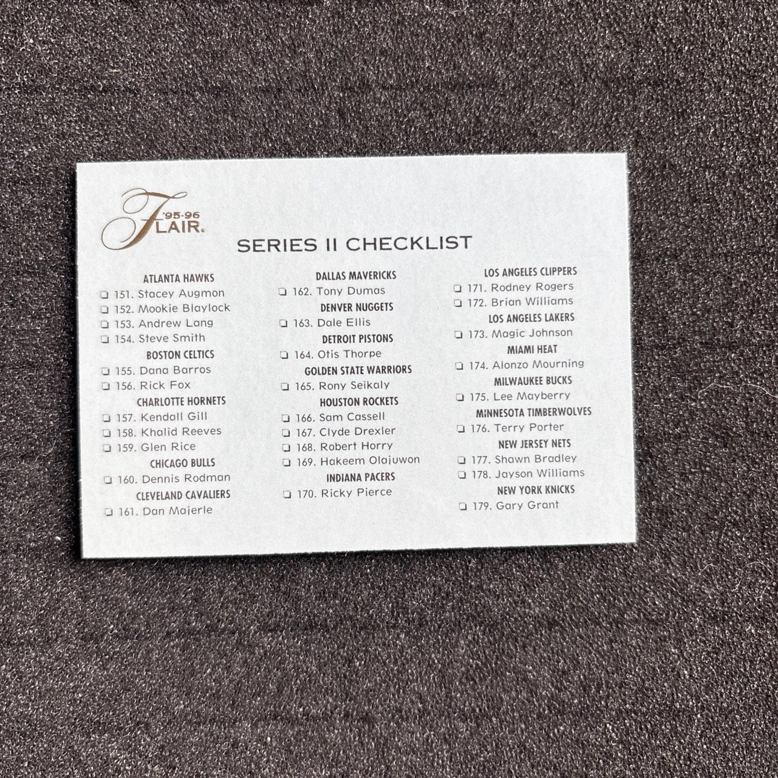 1995-96 Flair - Checklist #249