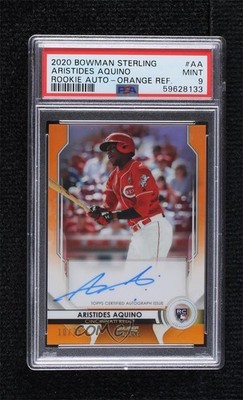2020 Bowman Sterling Orange Refractor 10/75 Aristides Aquino PSA 9 Auto RC 5f8