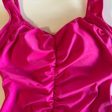 NEW MAXINE of Hollywood Size 10 Pink One-piece Swimsuit Ruching Padded Lined