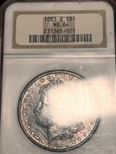 1881 S MORGAN DOLLAR NGC MS64 DEEP  Toned Dark Purple Beauty #0828