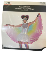 Rainbow Fabric Wings Halloween Multicolor Costume Party Adult One Size NEW