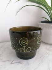 Vintage Mid Century Retro Green Plant Pot