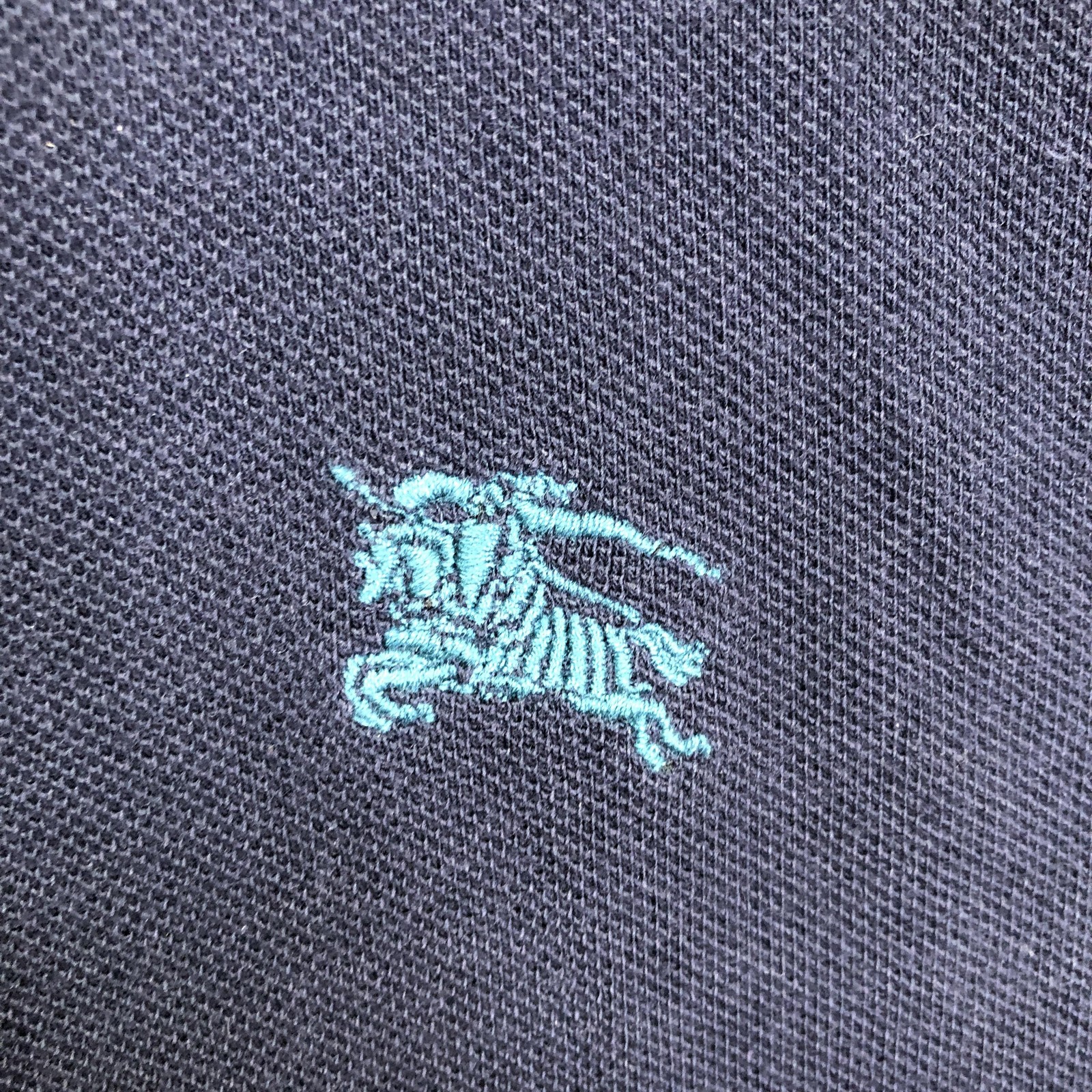 Burberry Brit Polo Shirt Mens XS Navy Blue Pique Embroidered Knight Logo Casual thumbnail 3