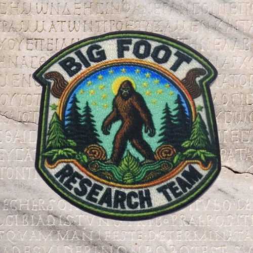 Sasquatch Bigfoot Research Team Patch Iron-on Applique Clothes, Cryptid Badge
