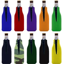 Blank Foam Collapsible Zipper Beer Bottle Coolie: Choose Color and Quantity