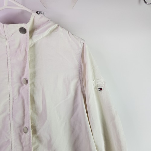 Tommy Hilfiger Windbreaker Jacket Womens Size S/P White Hooded Lightweight Logo - Picture 5 of 17