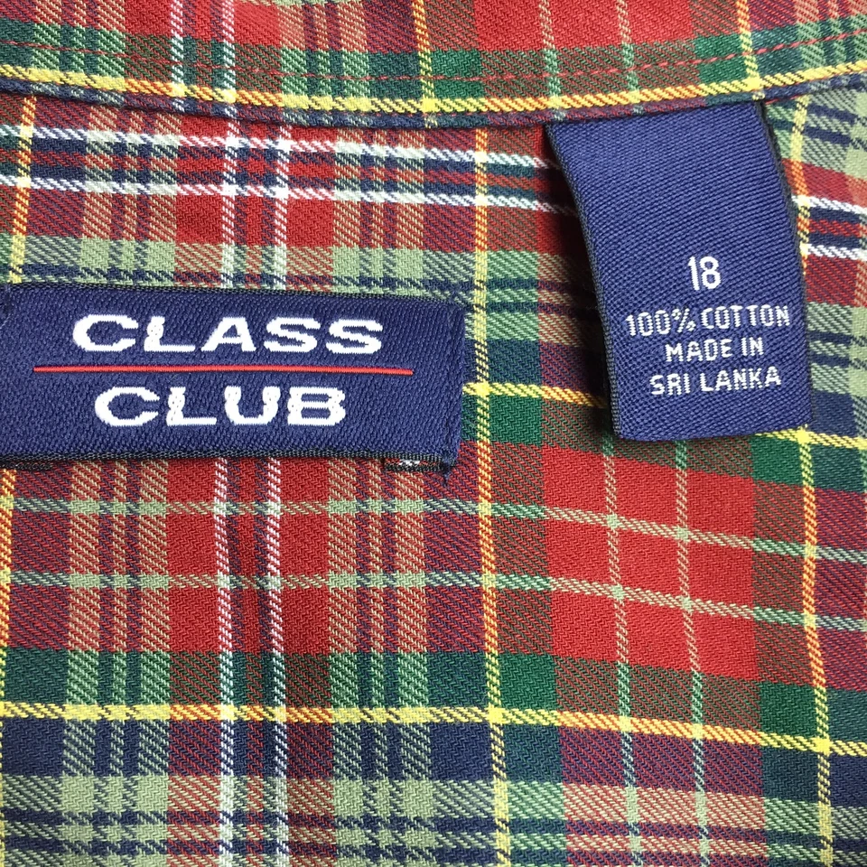 CLASS CLUB MEN'S DRESS SHIRT sz 18 MULTI COLOR STRIPED LONG SLEEVE BUTTON DOWN - Image 4 of 4