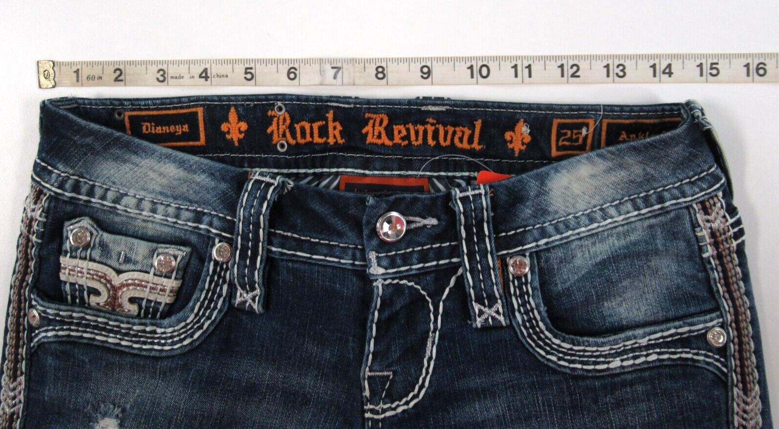 Rock Revival Women's Dianeya Ankle Skinny Jeans Tag Size 25 Measured 29x30 #D836 image 3