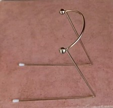 Vtg Doll Stand Gold Toned Metal Rounded Half Moon
