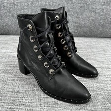 Freda Salvadore Women’s Ace Ankle Boots Sz 7 Black Leather Lace Up Victorian