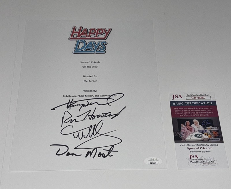 HAPPY DAYS CAST SIGNED ALL THE WAY PILOT TRANSCRIPT WINKLER HOWARD 4X JSA COA