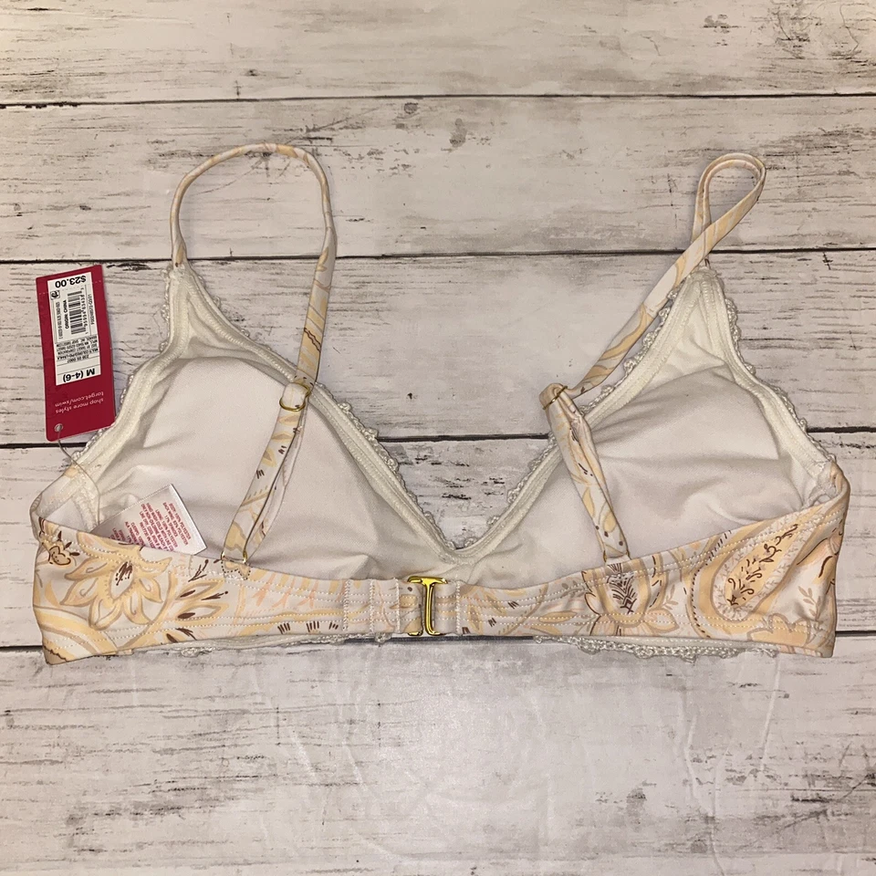 Blusa de biquíni feminina Xhilaration média creme paisley pêssego crochê natação acolchoada M - Imagem 3 de 4