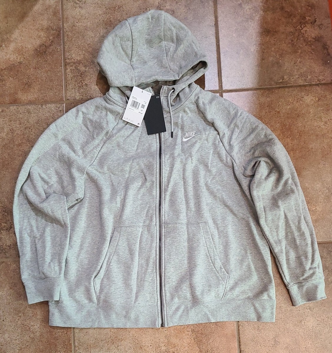 Nike Essential Fullzip Pullover Hoodie Long Sleeve Gray Women's