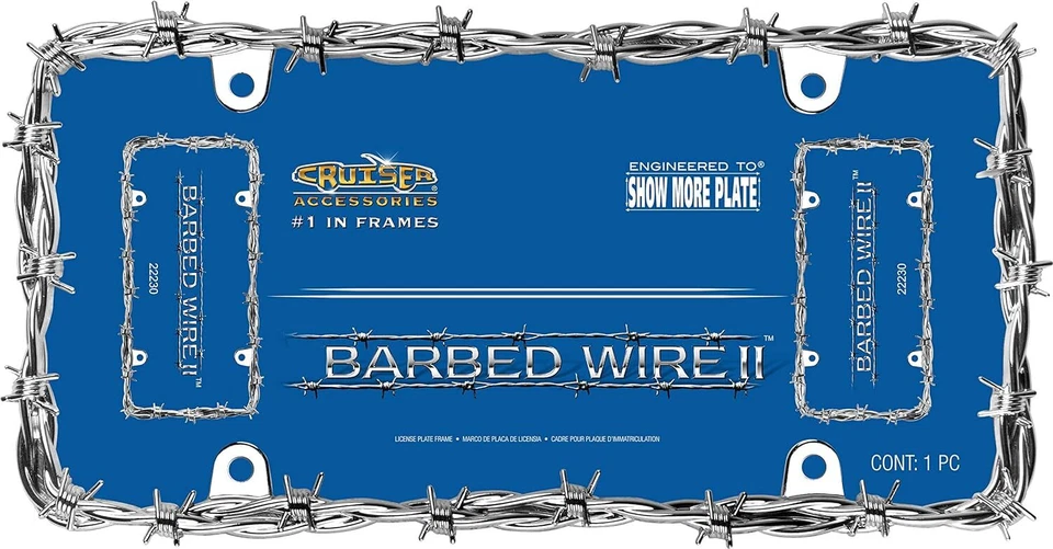 Cruiser Accessories 22230 Barbed Wire II marco de matrícula, cromo, 1 marco Foto 2 de 3