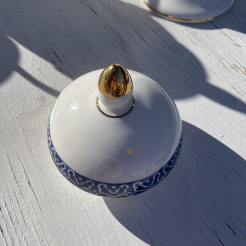 Wedgwood Blue Bokhara Coffee Pot with Gold Trim Sugar Bowl Creamer Set England - Picture 14 of 22