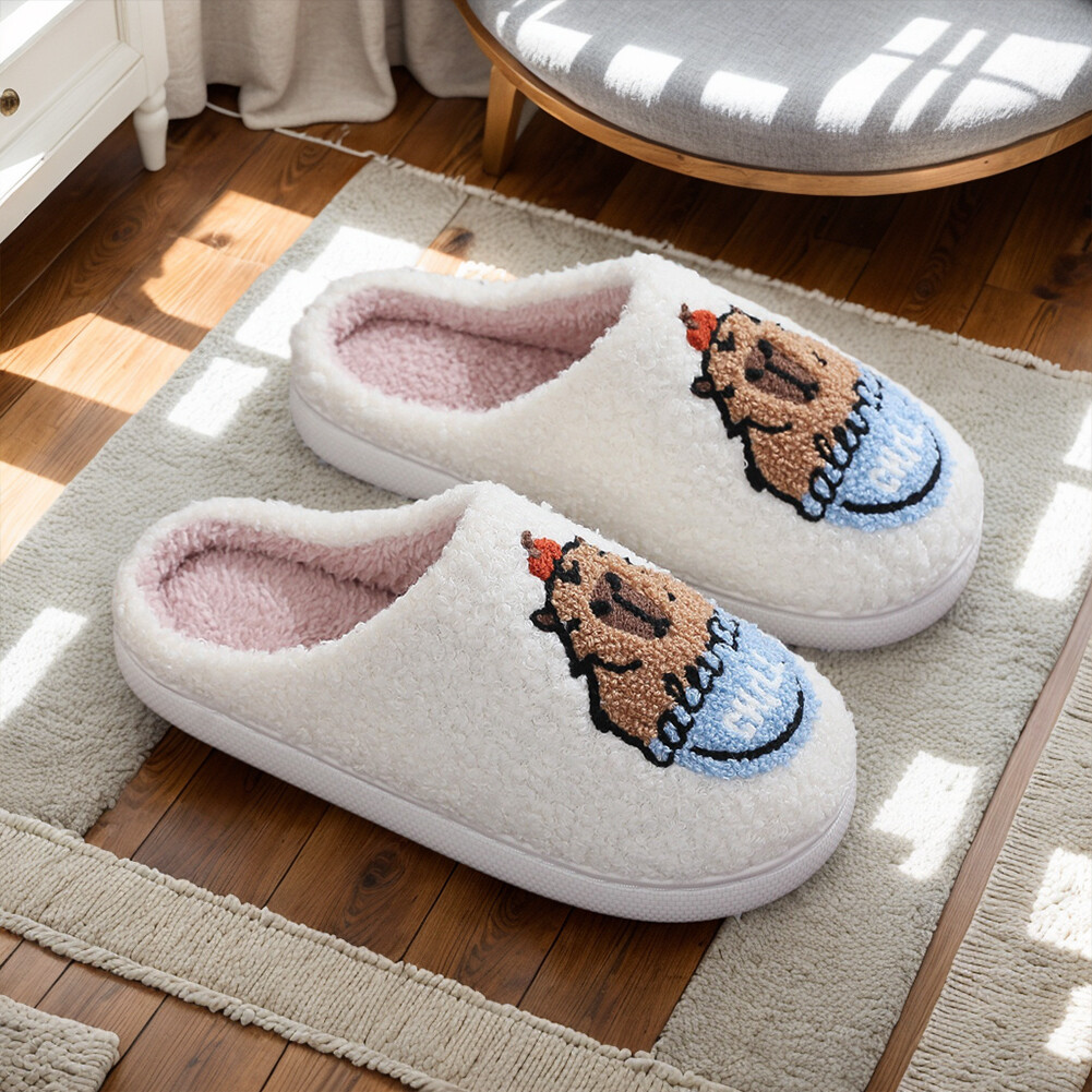 APL Capybara Pantofole Peluche Piatte Termiche Carine per Esterno Interno Camera da Letto