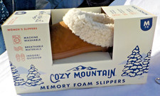 NIB COZY MOUNTAIN Women's Sz M 7-8 Memory Foam Sherpa Trim Slippers Chestnut